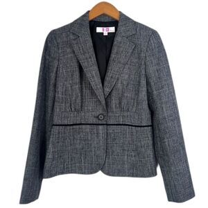 9&Co Suit Separates Gray One Button Peplum Basic Blazer Size 2/Small